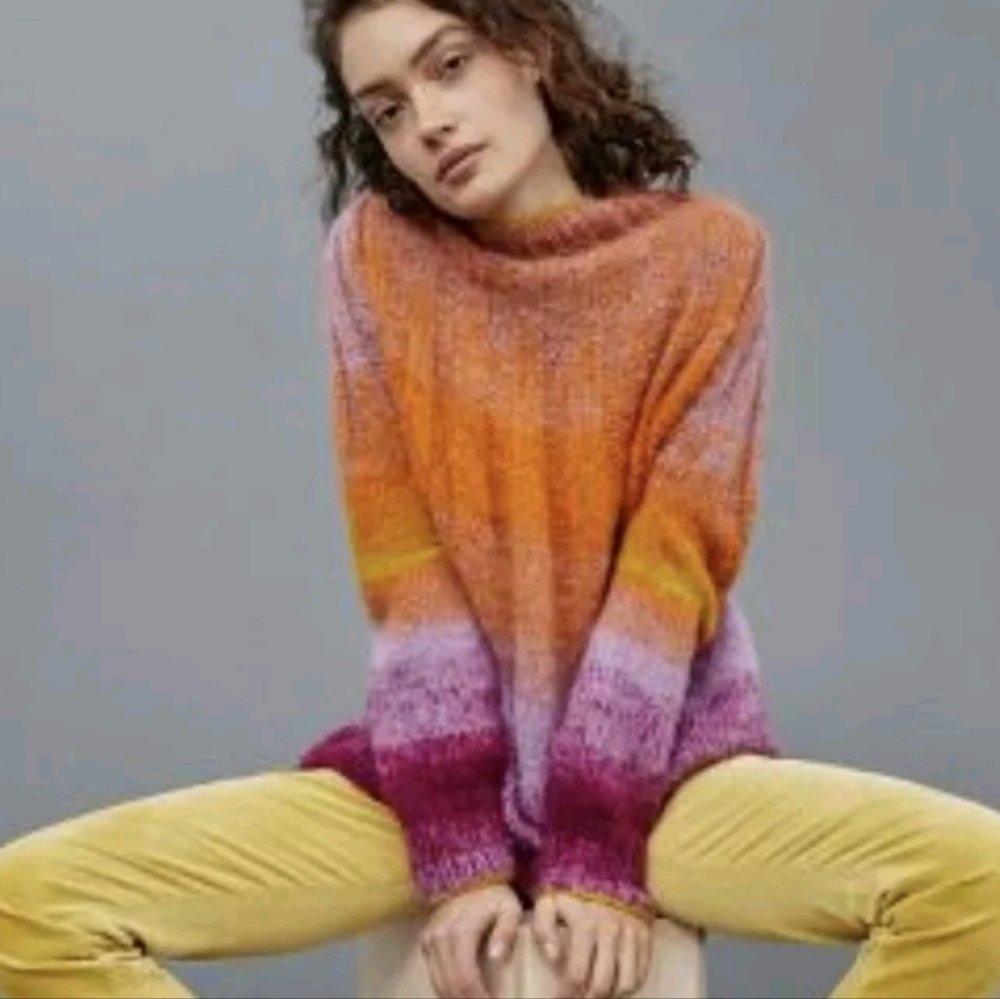 ANTHROPOLOGIE Peri Ombre Tunic Sweater Mohair Alpaca Wool Oversized Small - Picture 3 of 12